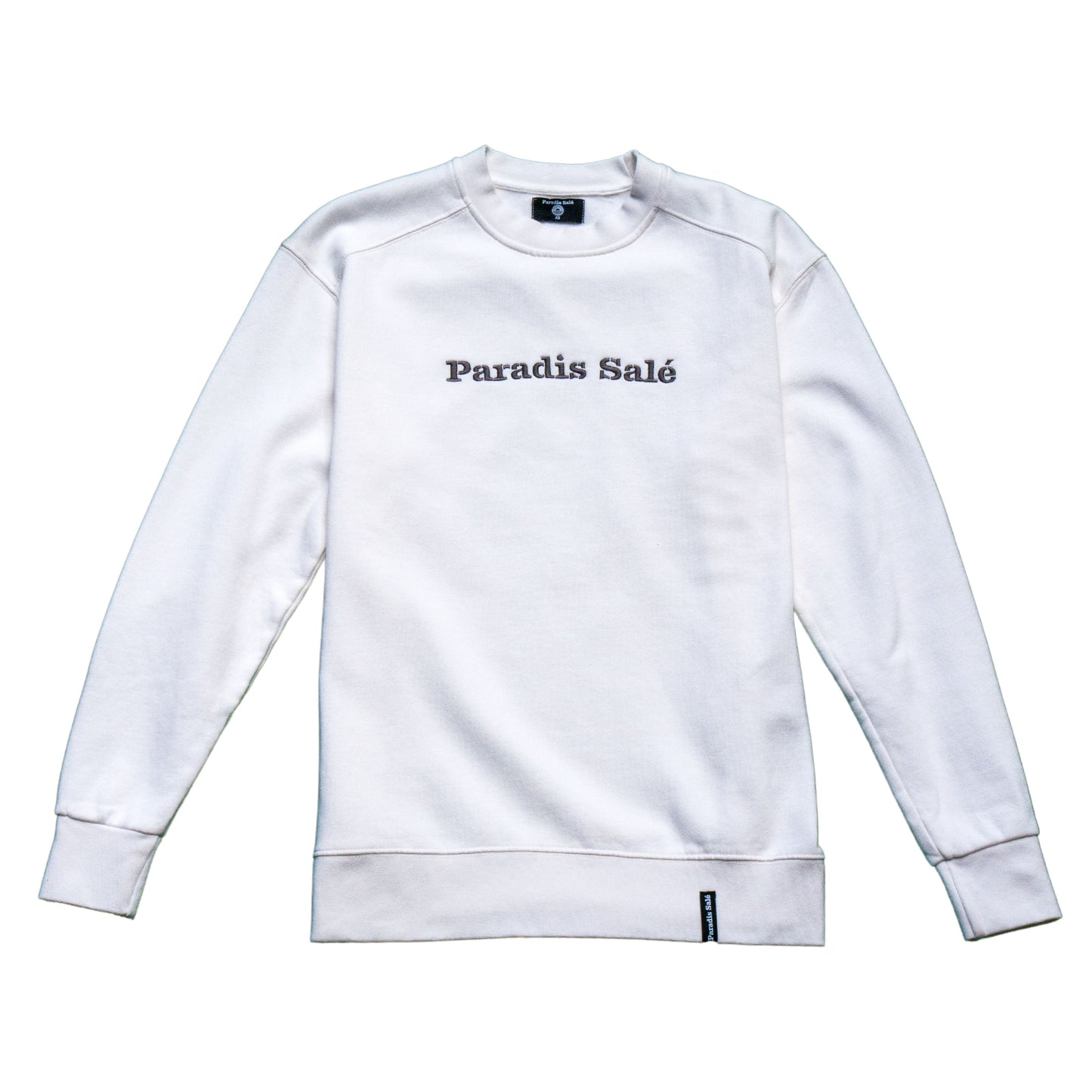 Pull unisexe col rond BASIC blanc broderie Paradis Salé