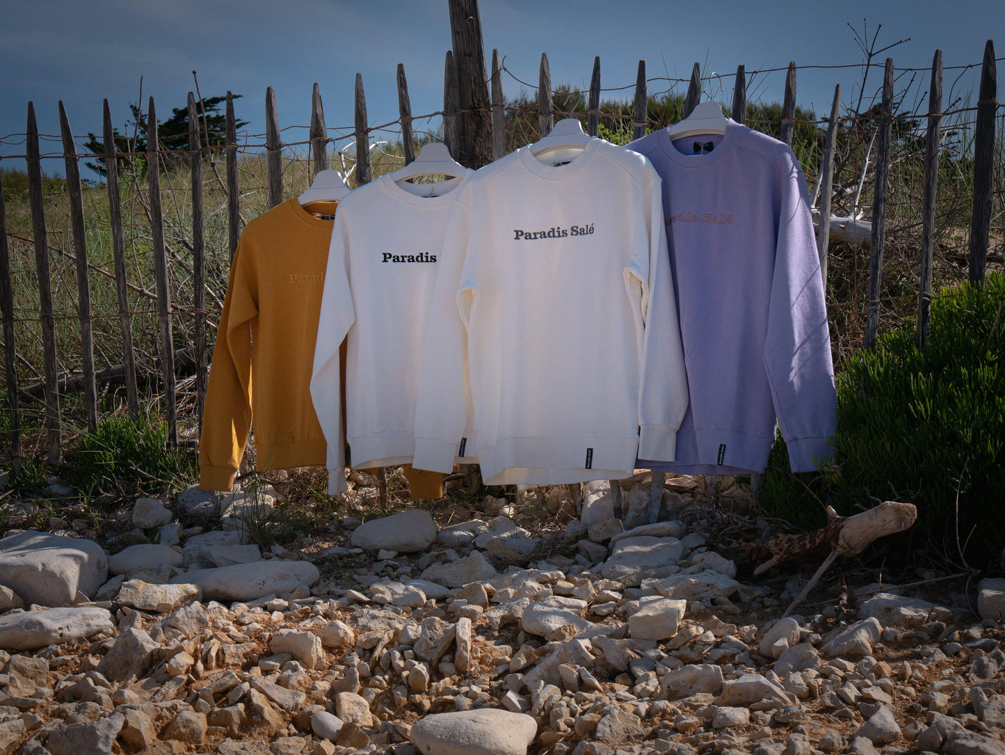 Pull femme col rond BASIC jaune broderie Paradis Salé - Paradis Salé