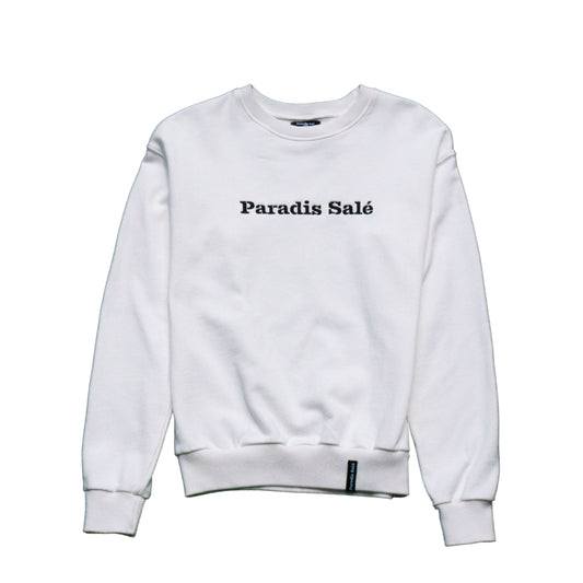 Pull femme col rond BASIC blanc broderie Paradis Salé